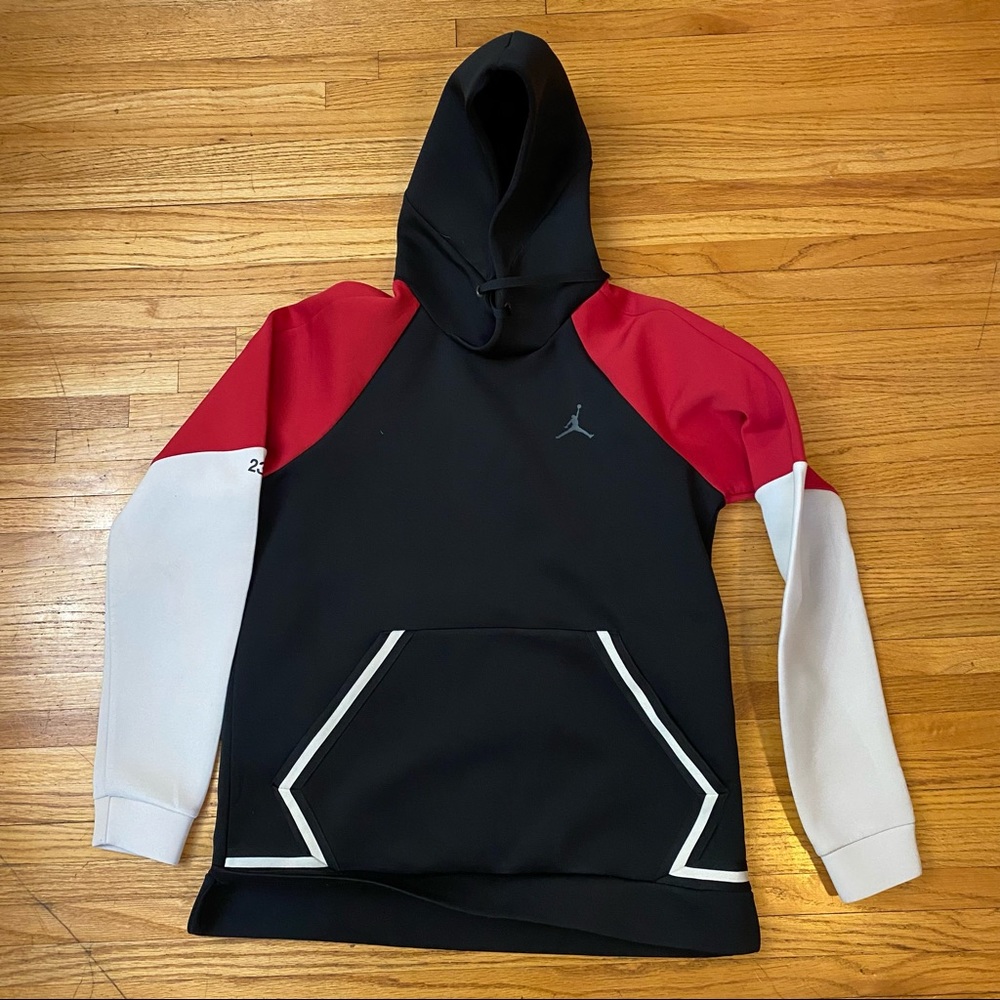 Nike Jordan Flight Tech Diamond Hoodie Men's Size Medium AA1488-010 Black Red